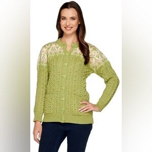 Aran Crafts Ireland 100% merino wool Fair Isle cardigan size‎ XXL